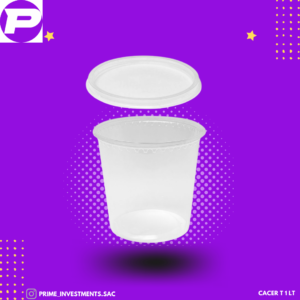 Envase circular transparente + tapa 1 lt