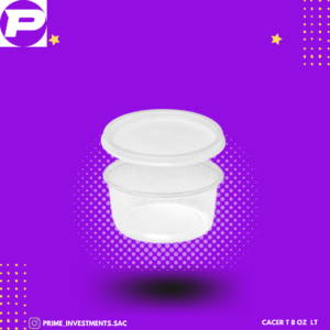 Envase circular transparente + tapa 8 oz