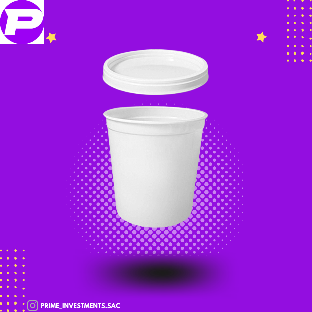 Envase circular blanco + tapa 1 lt
